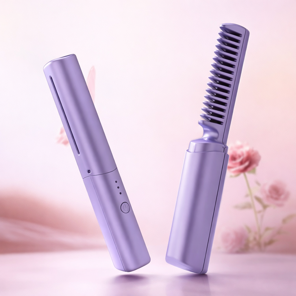 Meneflix™ Portable Cordless Mini Hair Straightener Comb | Rechargeable Adjustable Heat Styling Tool for Quick Frizz Control & Travel Touch-Ups