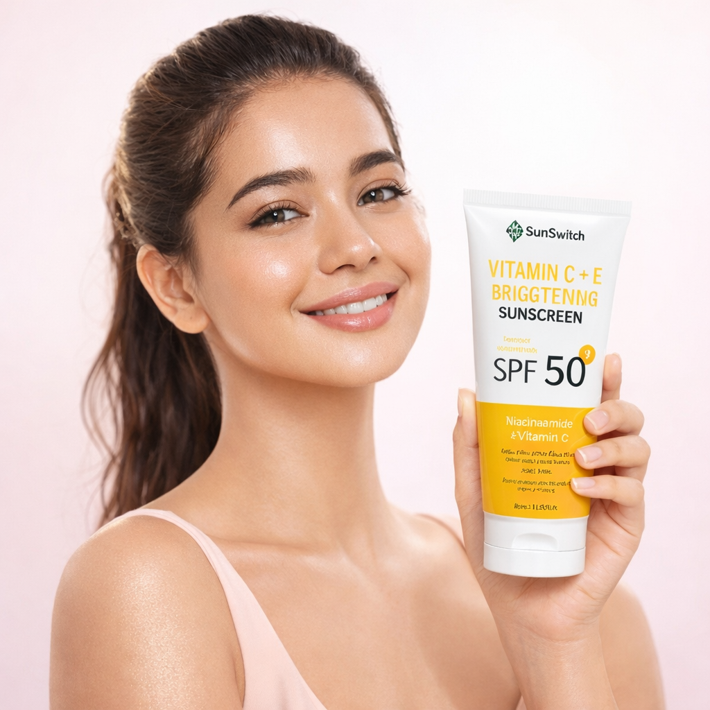 SPF 50 PA+++ Vitamin C + E Brightening Sunscreen (Pack of 3) – Daily UV Protection, Lightweight, No White Cast Sun Care for Glowing Skin