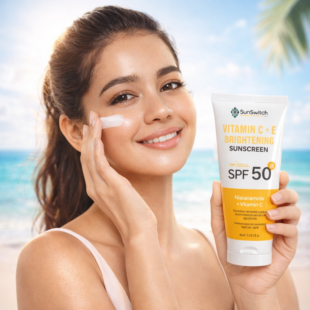 SPF 50 PA+++ Vitamin C + E Brightening Sunscreen (Pack of 3) – Daily UV Protection, Lightweight, No White Cast Sun Care for Glowing Skin