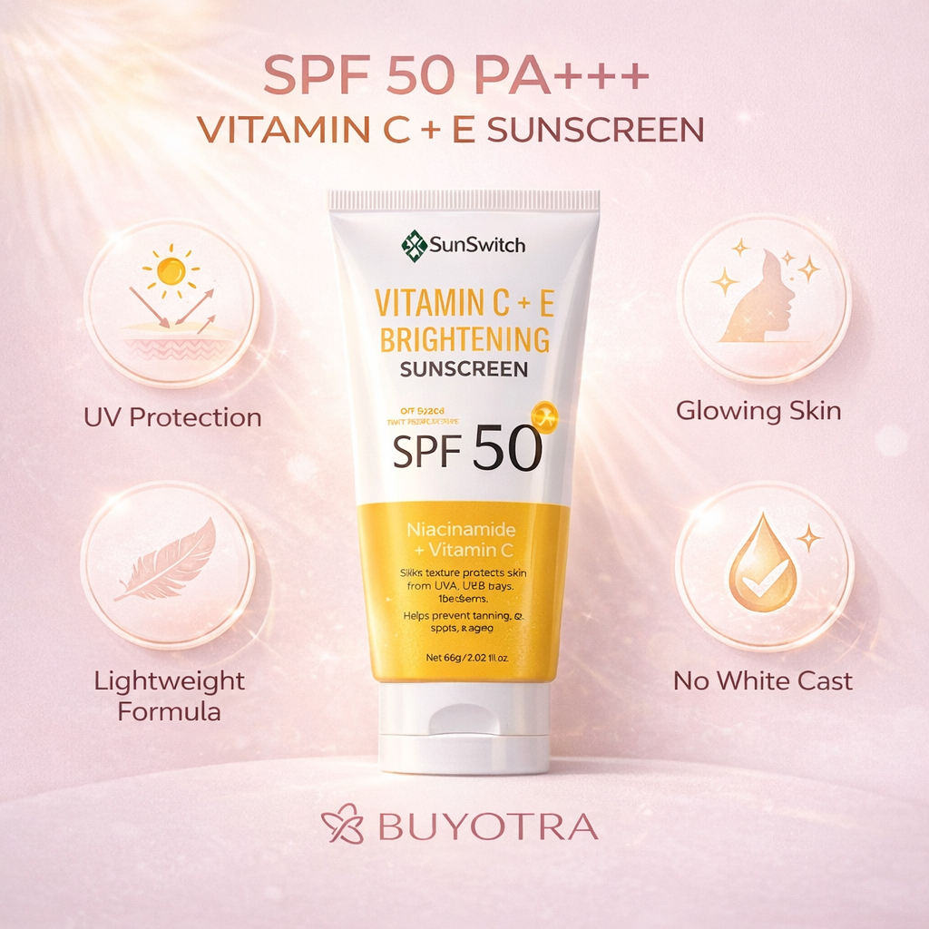 SPF 50 PA+++ Vitamin C + E Brightening Sunscreen (Pack of 3) – Daily UV Protection, Lightweight, No White Cast Sun Care for Glowing Skin